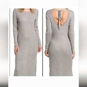 Wayf Gray Ribbed Long Sleeve Sheath Dress